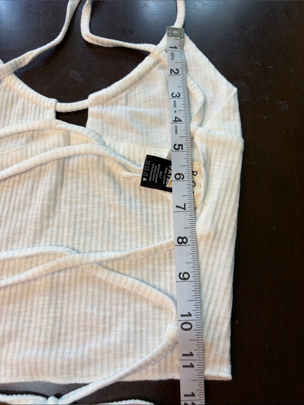 POL Ivory Ribbed Back Strap Cropped Tank Top- NWT - Picture 6 of 7